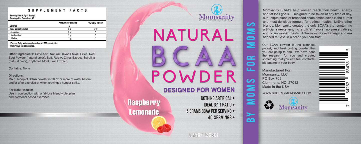 FINAL SALE BCAA Powder- Raspberry Lemonade CLEARANCE, EXP DATE of 12/2023