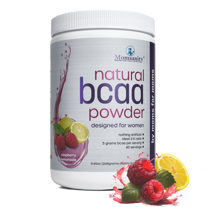 Momsanity BCAA Powder - Natural Amino Acid Drink Mix | Choose Raspberry Lemonade, Cherry Lime, or Orange Crush