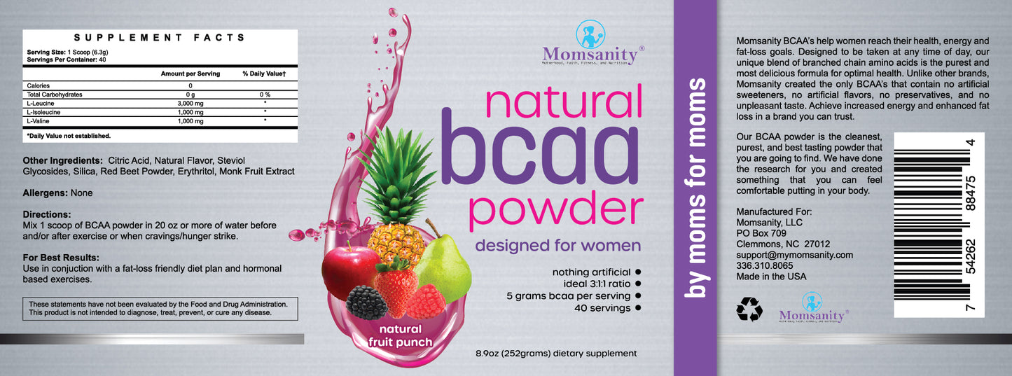 Fruit Punch BCAAs Product Label