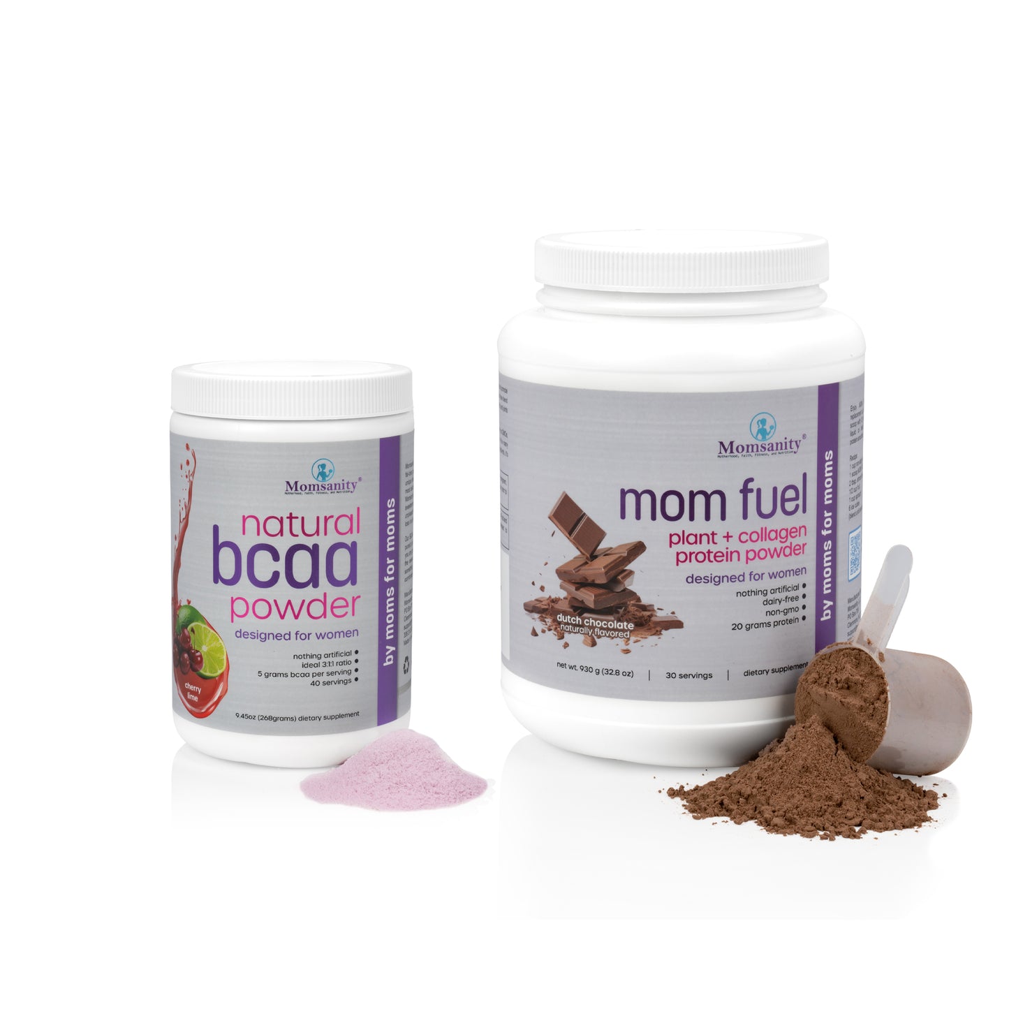 Mom Fuel and BCAA Bundle with Dutch Chocolate Mom Fuel and Cherry-Lime BCAAs